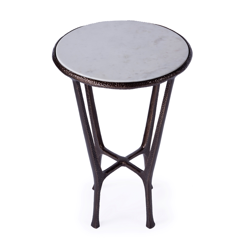 Beaumont Lane Transitional Outdoor Marble Side Table In Bronze