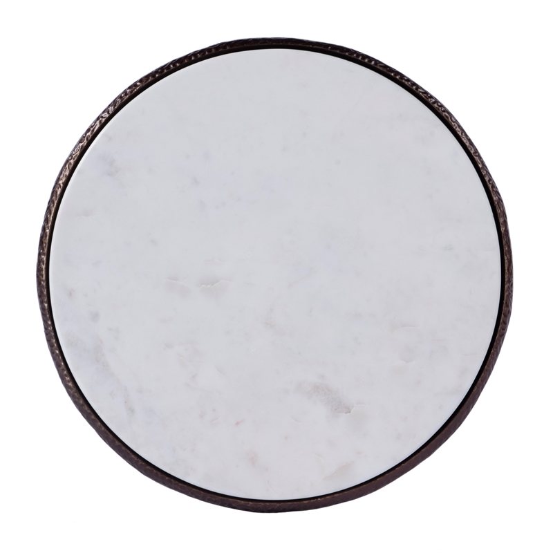 Beaumont Lane Transitional Outdoor Marble Side Table In Bronze