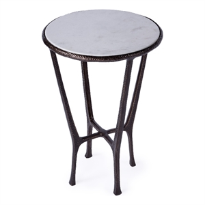 Beaumont Lane Transitional Outdoor Marble Side Table In Bronze