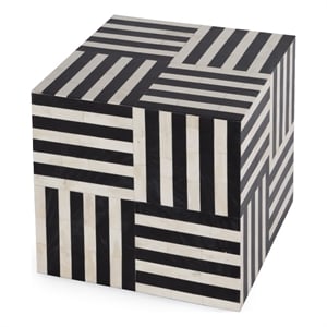 Beaumont Lane Contemporary Square Bone In-Lay End Table - Black