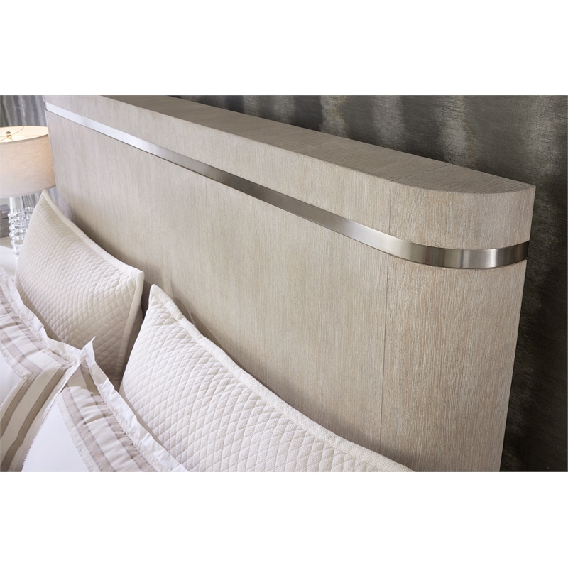 Beaumont Lane Contemporary King Wood Panel Bed in Natural Finish