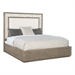 Beaumont Lane Transitional Cal King Upholstered Panel Bed in Gray Wood
