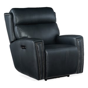 Beaumont Lane Zero Gravity Power Recliner with Power Headrest in Blue Leather