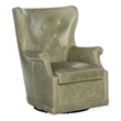 Beaumont Lane Traditional Swivel Club Chair in Green Leather
