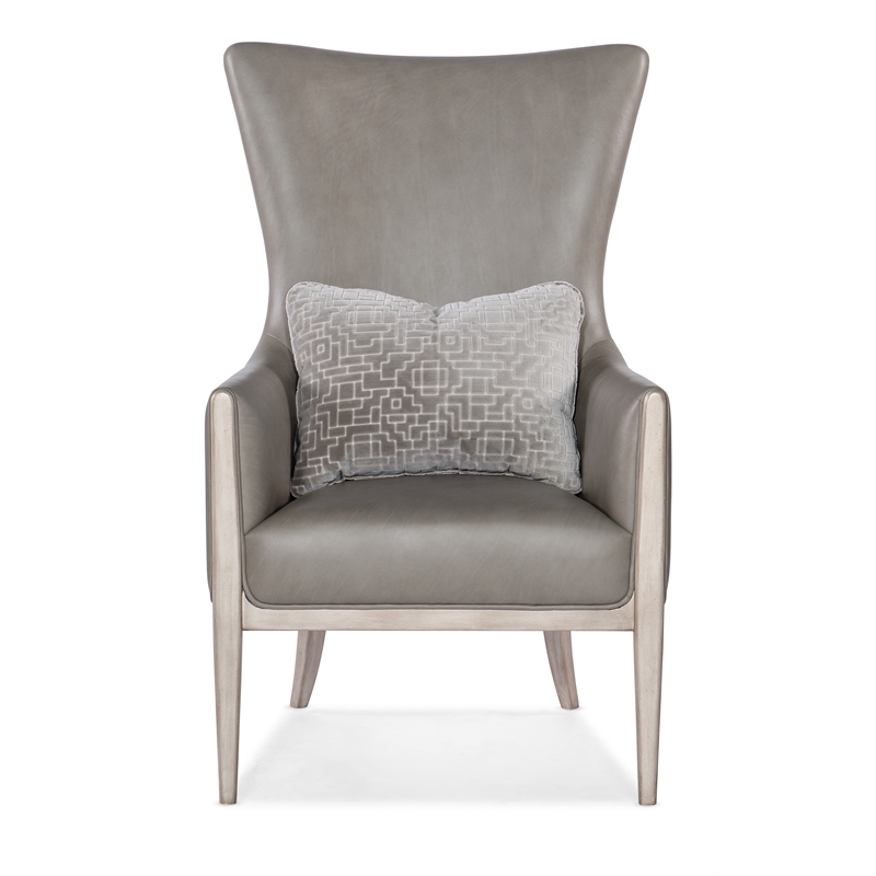 Beaumont Lane Transitional Club Chair with Accent Pillow in Gray Leather