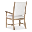 Beaumont Lane Transitional Post Back Upholstered Arm Chair in Beige Wood