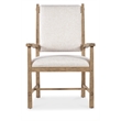 Beaumont Lane Transitional Post Back Upholstered Arm Chair in Beige Wood
