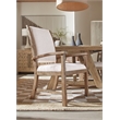 Beaumont Lane Transitional Post Back Upholstered Arm Chair in Beige Wood