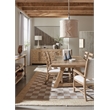 Beaumont Lane Transitional Post Back Upholstered Arm Chair in Beige Wood