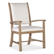 Beaumont Lane Transitional Post Back Upholstered Arm Chair in Beige Wood