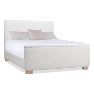Beaumont Lane Contemporary King Upholstered Bed in Near-White Fabric