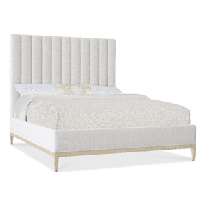Beaumont Lane Queen Upholstered Bed with White Fabric Headboard