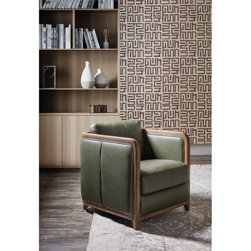Beaumont Lane Transitional Breeze Accent Chair with Green Leather
