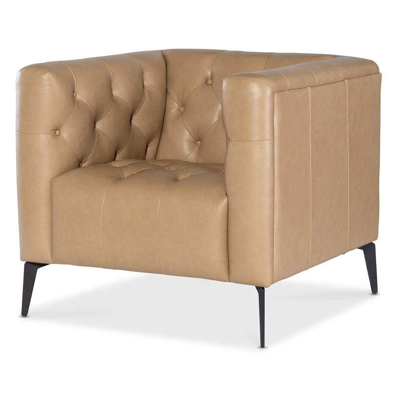 Beaumont Lane Traditional Stationary Chair with Beige Leather
