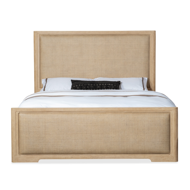 Beaumont Lane Transitional Light Brown Queen Wood and Cane Panel Bed