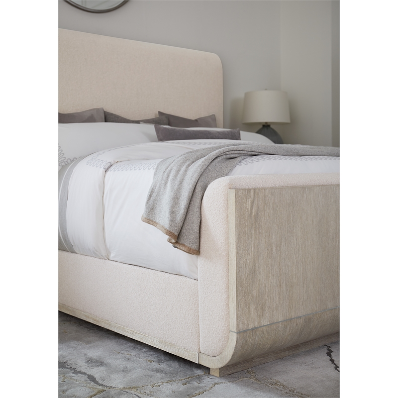 Beaumont Lane Modern Queen Beige Fabric Upholstered Panel Bed