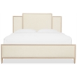 Beaumont Lane Modern Transitional Queen Panel Bed in Beige Fabric