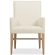 Beaumont Lane Transitional Upholstered Arm Chair in Beige Wood