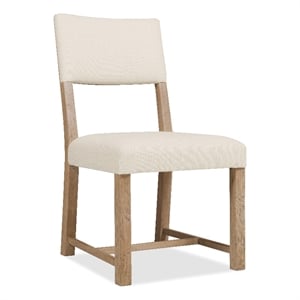 Beaumont Lane Transitional Upholstered Side Chair in Beige Wood
