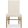 Beaumont Lane Transitional Upholstered Side Chair in Beige Wood