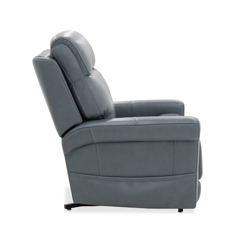 Beaumont Lane Lift Chair with Power Recline Headrest and Lumbar in Blue Leather