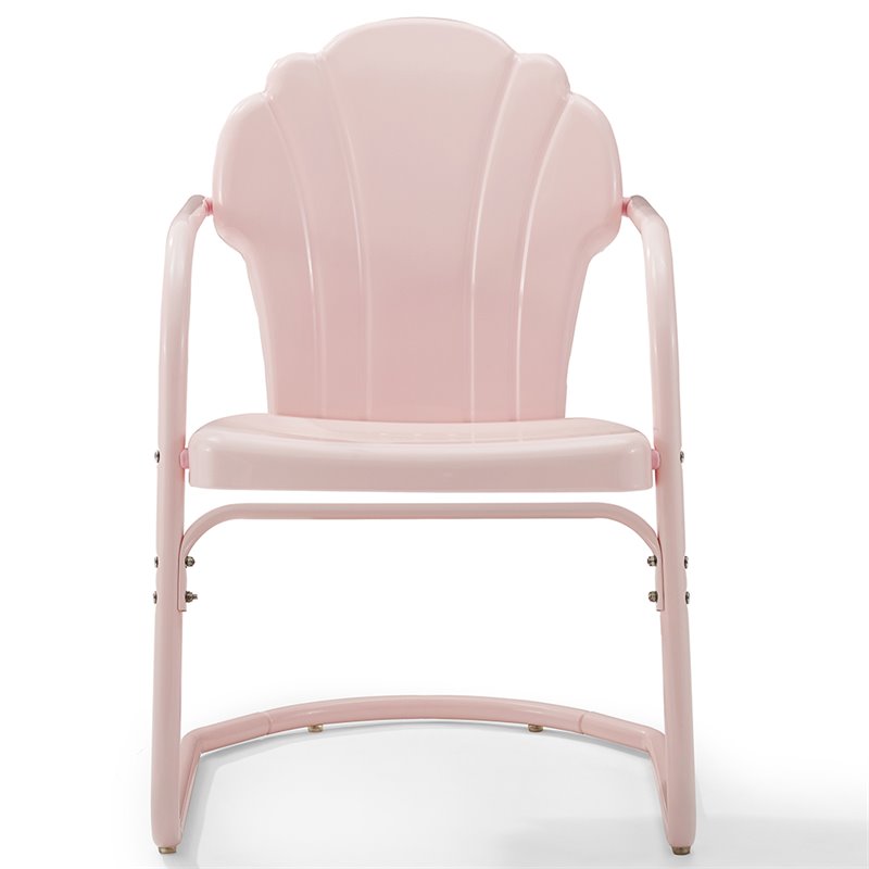 Beaumont Lane Modern Metal Patio Chair in Pastel Pink (Set of 2)