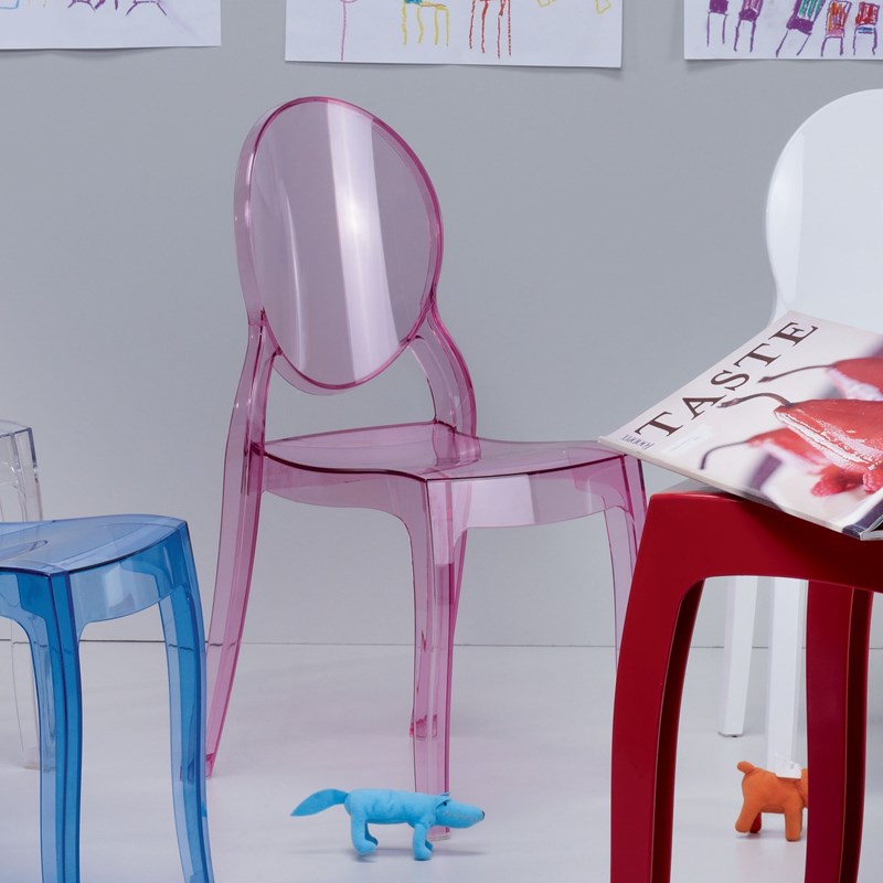 Beaumont Lane Modern Polycarbonate Stackable Baby Chair in Transparent Pink