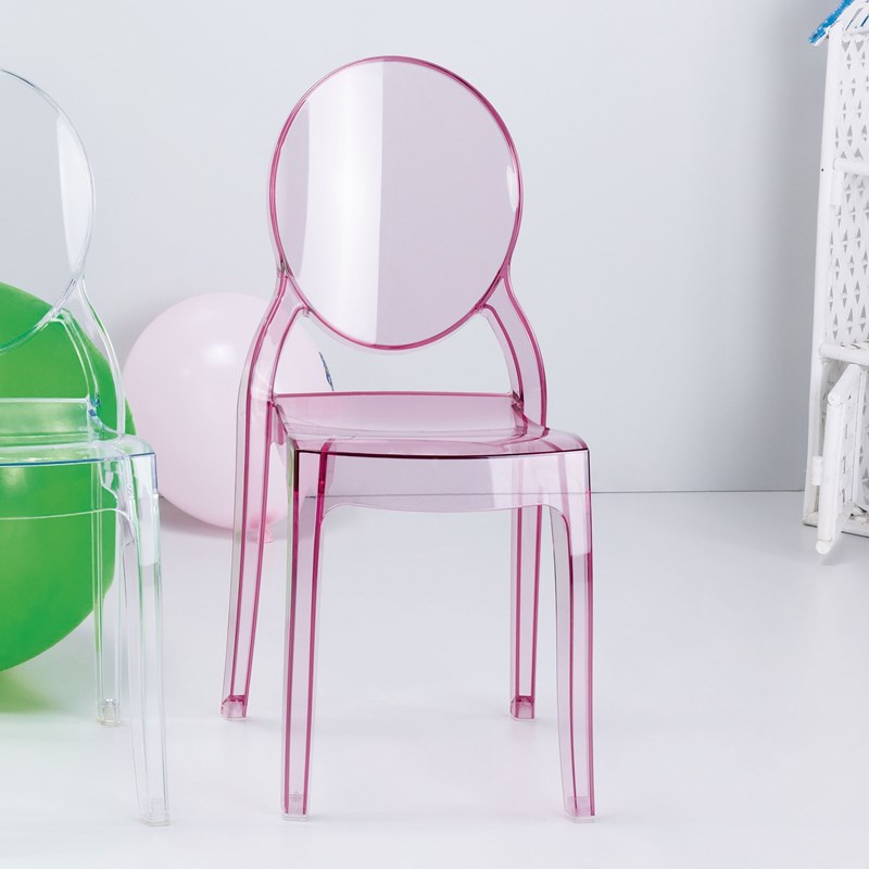 Beaumont Lane Modern Polycarbonate Stackable Baby Chair in Transparent Pink