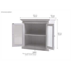 Beaumont Lane Solid Mahogany Display Buffet with 2 Glass Doors in Pure White