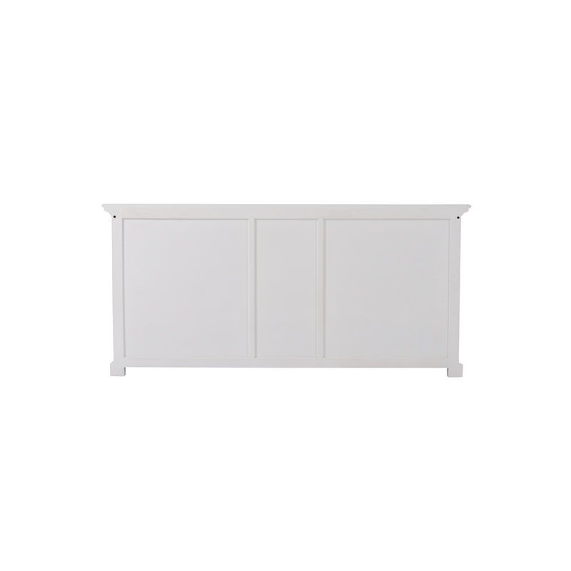 Beaumont Lane Mahogany Wood Hutch Cabinet with 5 Doors 3 Drawers in White