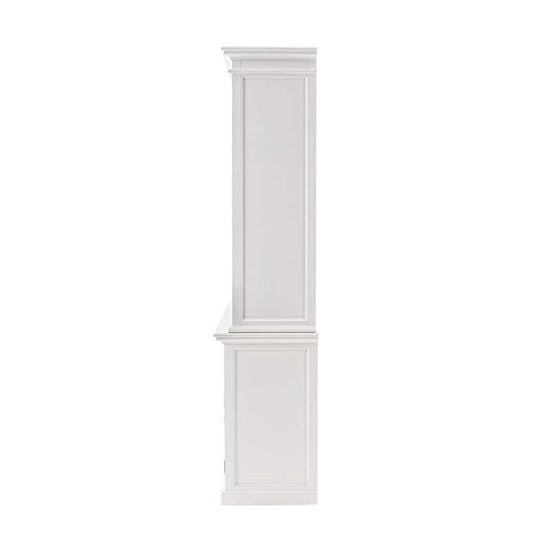 Beaumont Lane Mahogany Wood Hutch Cabinet with 5 Doors 3 Drawers in White
