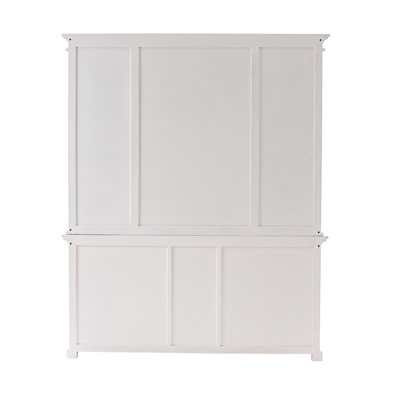 Beaumont Lane Mahogany Wood Hutch Cabinet with 5 Doors 3 Drawers in White