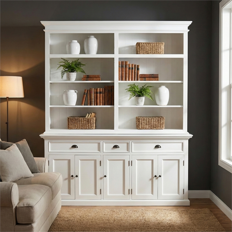 Beaumont Lane Bookcase with 5 Doors 3 Drawers 70.87x19.69x86.61 in White