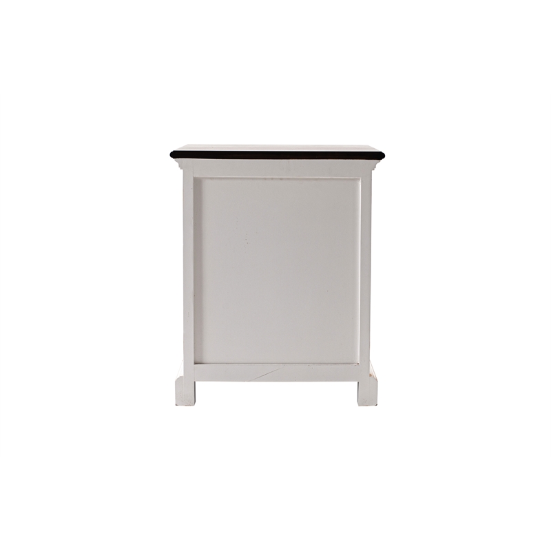 Beaumont Lane Mahogany Bedside Table with Shelves in White Distress & Deep Brown