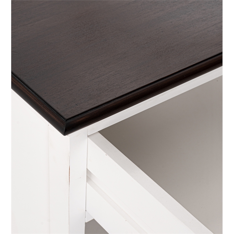Beaumont Lane Mahogany Bedside Table with Shelves in White Distress & Deep Brown