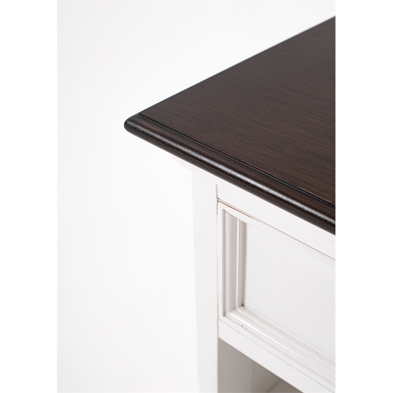 Beaumont Lane Mahogany Bedside Table with Shelves in White Distress & Deep Brown