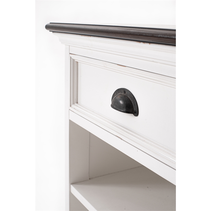 Beaumont Lane Mahogany Bedside Table with Shelves in White Distress & Deep Brown