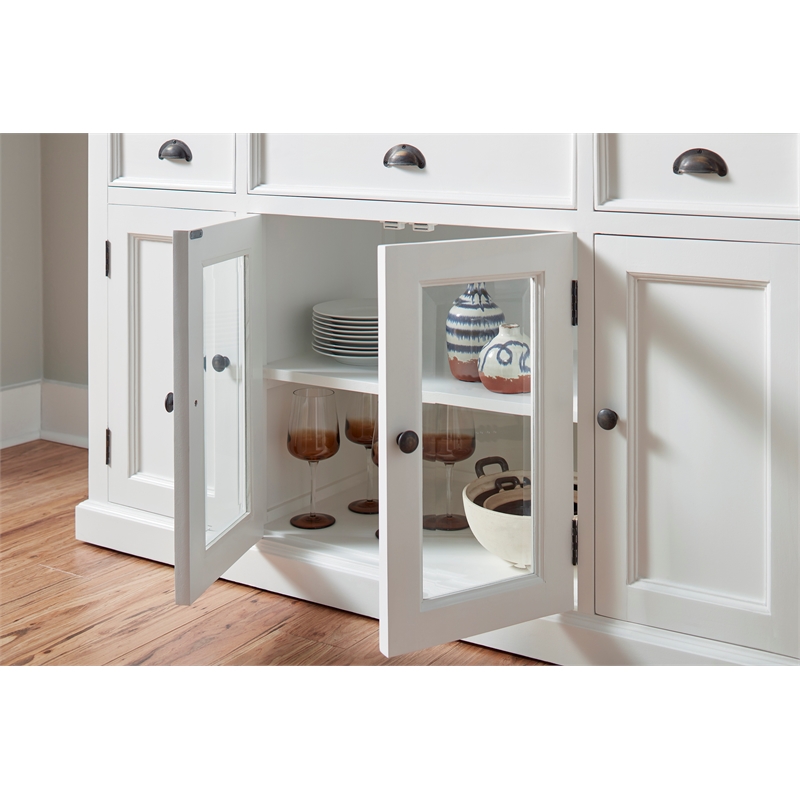 Beaumont Lane Mahogany Wood Buffet with 4 Doors 3 Drawers in White