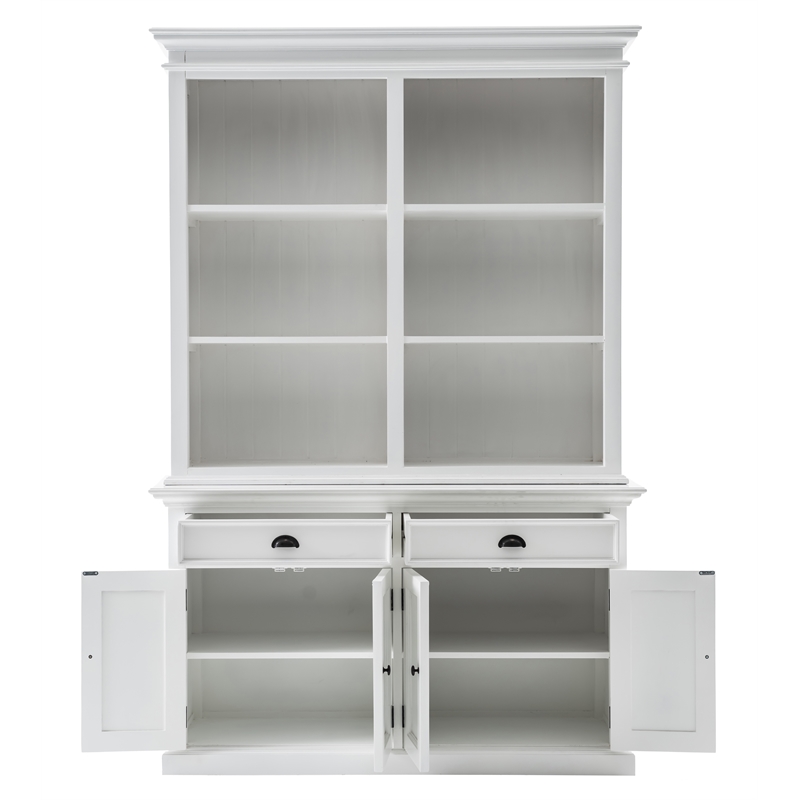 Beaumont Lane Mahogany Wood Buffet Hutch Unit with 6 Shelves in White