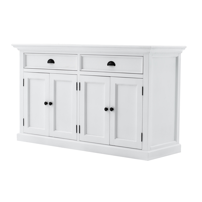 Beaumont Lane Mahogany Wood Buffet Hutch Unit with 6 Shelves in White