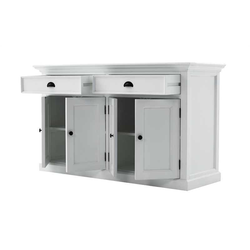 Beaumont Lane Mahogany Solid Wood Buffet Hutch Unit with 8 Shelves in White