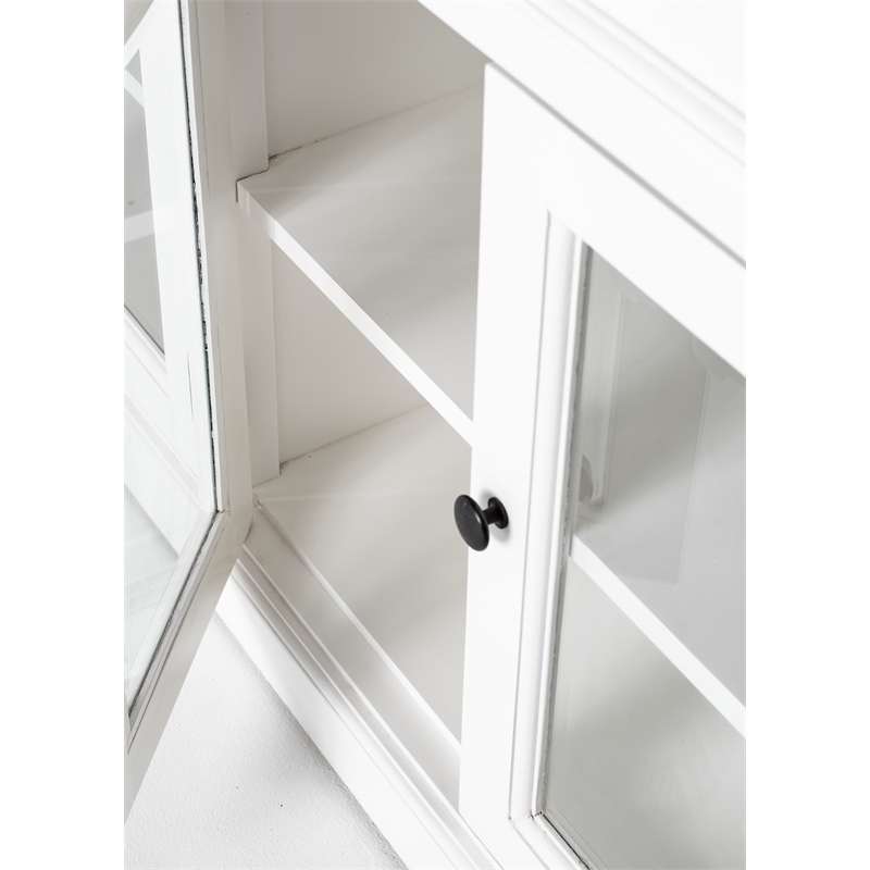 Beaumont Lane Mahogany Wood Buffet with Glass Doors and 2 Drawers in White
