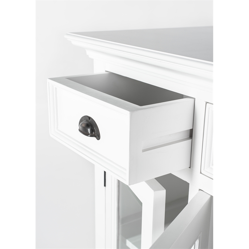 Beaumont Lane Mahogany Wood Buffet with 4 Glass Doors 3 Drawers in White