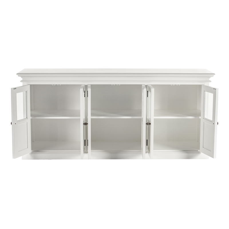Beaumont Lane Mahogany Wood Buffet with 6 Bevelled Glass Doors in White