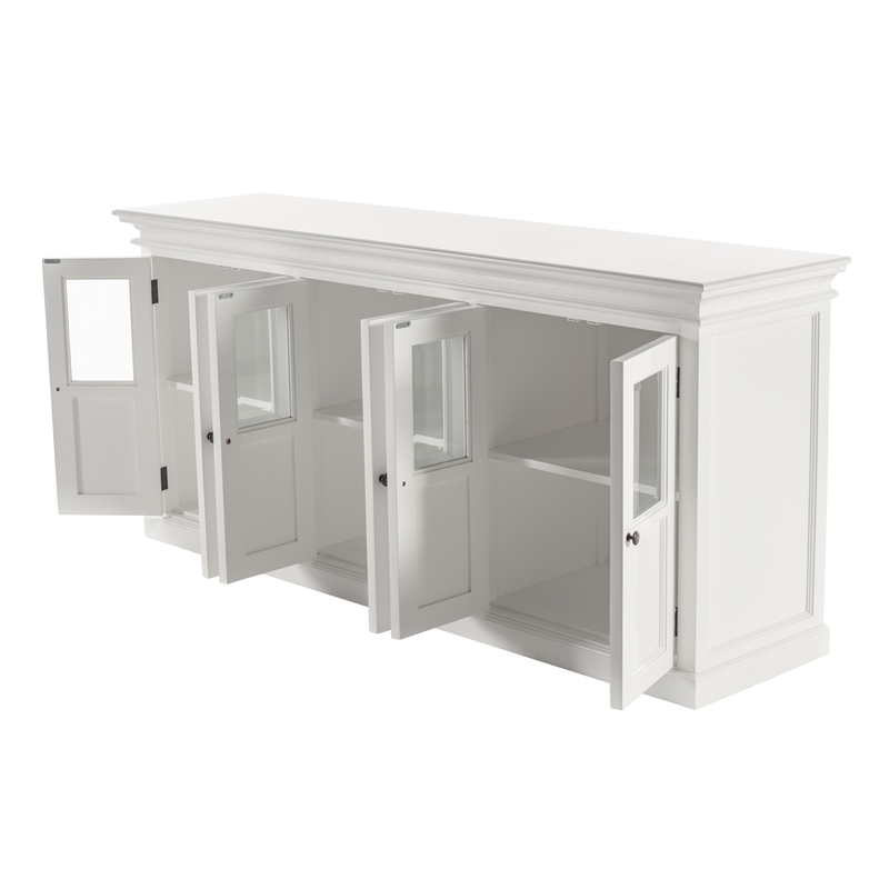 Beaumont Lane Mahogany Wood Buffet with 6 Bevelled Glass Doors in White