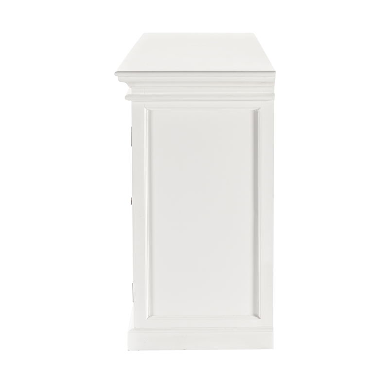 Beaumont Lane Mahogany Wood Buffet with 6 Bevelled Glass Doors in White