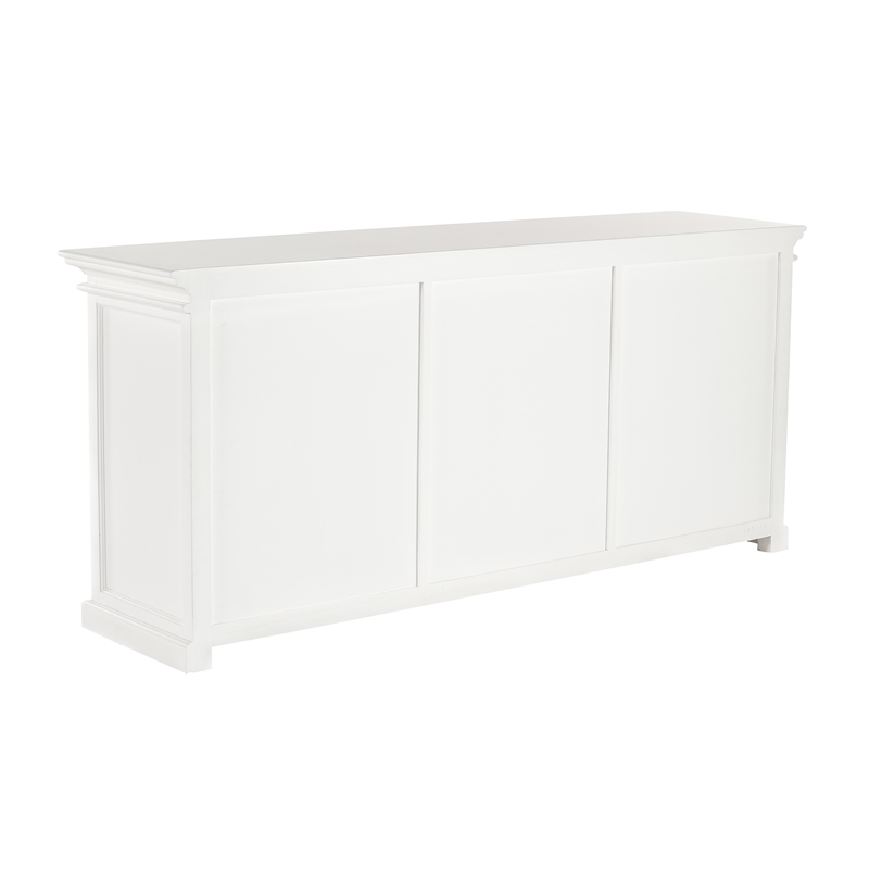 Beaumont Lane Mahogany Wood Buffet with 6 Bevelled Glass Doors in White