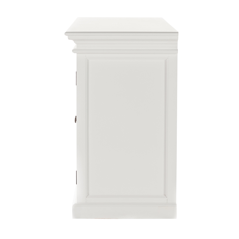 Beaumont Lane Mahogany Wood Buffet with 4 Bevelled Glass Doors in White