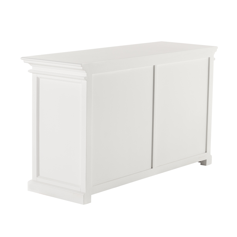 Beaumont Lane Mahogany Wood Buffet with 4 Bevelled Glass Doors in White