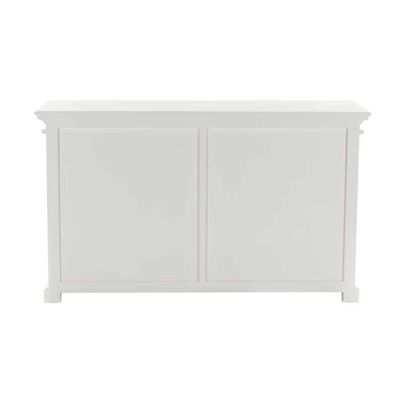 Beaumont Lane Mahogany Wood Buffet with 4 Bevelled Glass Doors in White